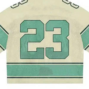 เสื้อเจอร์ซีย์เล่นฟุตบอลแบบตาข่ายสำหรับผู้ชายเสื้อยืดผ้าฝ้าย100% ทรงหลวมผ้าเจอร์ซีย์ตาข่ายพิมพ์ลาย - Product Image 4