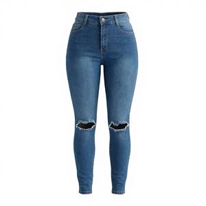 Jeans en denim pour femmes, pantalon évasé côtelé sur mesure, design empilé, respirant, en coton, couleur personnalisée, streetwear - Product Image 1