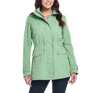 Personnalisable femmes imperméable tricoté Softshell veste brodé respirant fermeture éclair surdimensionné capuche extérieur nouveau Style - Product Image 5