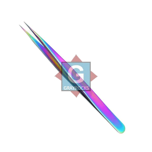 Pinzas de Acero Inoxidable de Alta Calidad para Extensión de Pestañas con Diseño Duradero y Precisión Fina, Color Arcoíris - Product Image 4