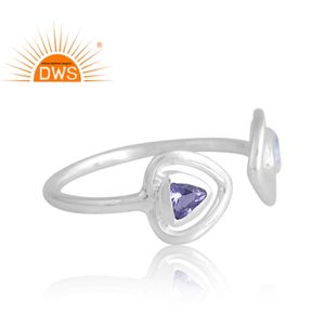 Nouveau Design élégant 925 argent Sterling naturel bleu topaze et iolite bague en pierres précieuses conception personnalisée bijoux pour femmes cadeau pour elle - Product Image 3