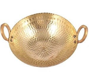 Good Pure Brass Kadai for Deep Frying Cooking Utensils Healthy Benefits Brass Hammered Kadai Pital <b>Kadhai</b> Heavy Weight Working - Product Image 2