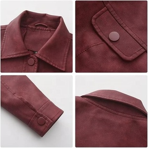 Abrigo de plumón de cuero genuino recortado para mujer Premium piel de zorro cuello vuelto solapa bolsillo Snap forma Retro OEM - Product Image 3