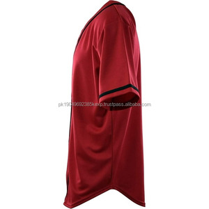 Vente en gros de maillots de baseball de softball rouge personnalisables maillot de baseball uni pour hommes en chemise disponible à la vente - Product Image 2