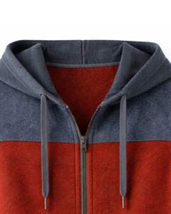 Gilet sans manches en tricot à capuche personnalisé pour homme, rouge et gris, mélange de laine et d'acrylique, fermeture éclair intégrale, veste décontractée d'hiver avec poches - Product Image 5