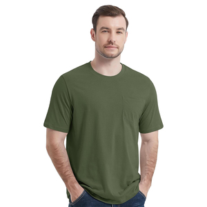 T-shirt élégant et tendance pour homme, 100 % coton, anti-plis, avec poche, manches courtes, col rond, idéal pour l'été et le streetwear, pour garçons - Product Image 2