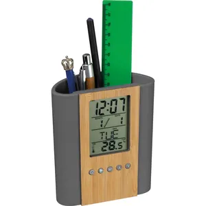 Personalized STEFANO Pen Holder with Clock - Product Image 3