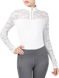 Camisa de equitación plisada de manga larga con ribete de encaje y material de neopreno para montar a caballo, para estribos y látigos - Product Image 6