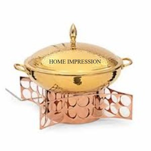 Calentador de alimentos con acabado antiguo de cobre hecho con Metal de primera calidad más demandado, plato de frotamiento para Buffet con soporte de Base de Color negro - Product Image 3