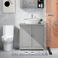 Armoire de salle de bain grise moderne, meuble de rangement sous évier, meuble de salle de bain avec 2 portes
