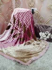 Winter <b>Blankets</b> Solid Color King Size Striped Pattern Mink <b>Fleece</b> Plush Throw Fluffy <b>Blankets</b> for Winter - Product Image 3