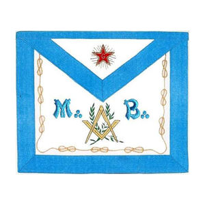 Écharpe maçonnique de haute qualité en satin soyeux brillant, brodée à la main, taille 32 cm x 39 cm, avec rabat - Product Image 1