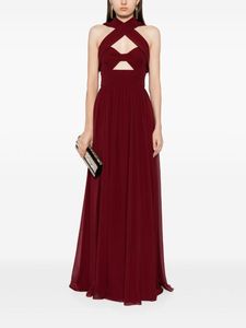 Elegante vestido de cóctel sin mangas modesto recortado detalle hasta el suelo vestido de noche de talla grande patrón de organza para graduación natural - Product Image 5