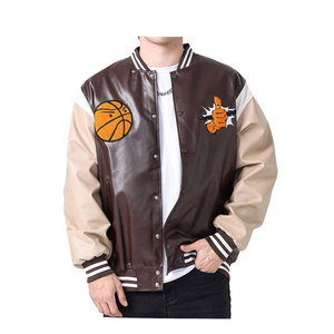 Veste de baseball noire élégante pour homme avec motif graffiti Style High Street pour tenues décontractées et semi-formelles Logo à l'avant - Product Image 3