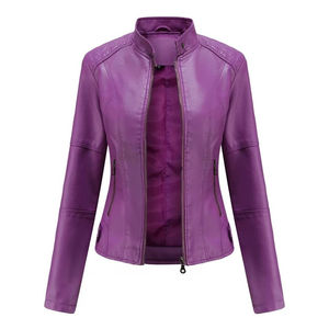 2026 chaqueta de cuero de motorista genuino de alta calidad para mujer Slim Fit y logotipo personalizado disponible Costura Premium, manga larga - Product Image 3