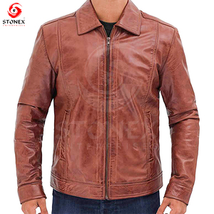 Dernière conception personnalisée veste en cuir chaud pour hommes pour l'hiver 100% col montant en cuir véritable de qualité supérieure coupe ajustée - Product Image 4