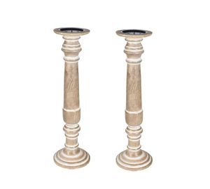 Support de pilier de bougie en bois et pièces de bougeoir de grande taille bougeoir en bois avec produit décoratif de chambre - Product Image 6