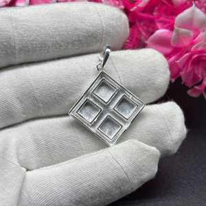 925 boîte en argent Sterling Design incrustation carré blanc réglage pendentif bon pour les cendres et la résine remplissage lait maternel bricolage souvenir bijoux - Product Image 4