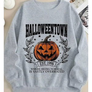 เสื้อสเวตเตอร์ลายกราฟิกฟักทองฮาโลวีนผ้าน่ากลัวตัวเลือกโลโก้ที่กำหนดเองเหมาะสำหรับเคล็ดลับหรือรักษาและสไตล์ลำลอง - Product Image 1