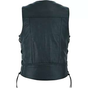 Gilet en cuir de moto pour hommes de toutes tailles et couleurs disponibles Gilet en cuir véritable respirant pour moto professionnelle - Product Image 6