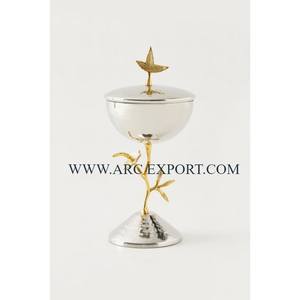 Brûleur d'encens en feuille d'argent au design antique en métal Brûleur d'encens en gros pour la maison Brûleur décoratif en bakhoor - Product Image 4