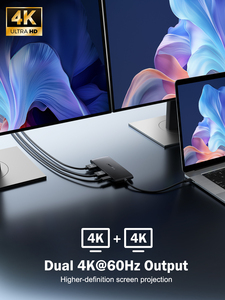 TC510 7 en 1 Type-C vers double 4K 60Hz HDMI USB-A 3.0 <span class=keywords><strong>Dockstation</strong></span> Hub USB avec 100W Type-C PD - Product Image 3