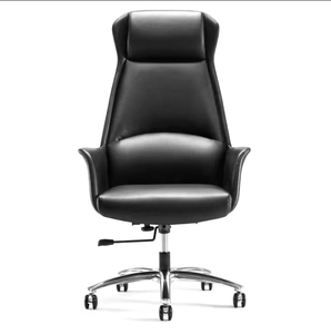 Silla de jefe ejecutiva con respaldo alto de cuero giratorio ergonómico de lujo, reposacabezas ajustable moderno personalizable de aluminio - Product Image 4