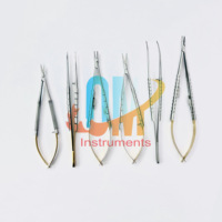 Ensemble d'instruments de microchirurgie ophtalmique TC Castroviejo 5 pièces - Ciseaux, porte-aiguille, forceps, acier inoxydable de qualité médicale