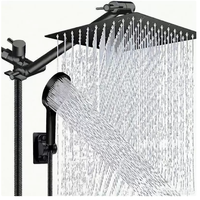 Pommeau de Douche Haute Pression 8'' Effet Pluie en Acier Inoxydable/Ensemble Douchette à Main avec Valve Céramique, Tuyau de 58'' Anti-Fuite et Bras Design Moderne
