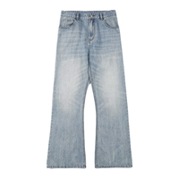 Jean pour homme taille haute ample à rivets, coupe bootcut, couleur unie, de marque de créateur, personnalisé, délavé clair, pour toutes les saisons et les vacances