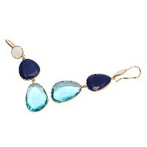 Pendientes en forma de pera de Plata de Ley 925, piedra preciosa de zafiro y Calcedonia lechosa teñida de cuarzo, Topacio Azul, novedad - Product Image 1