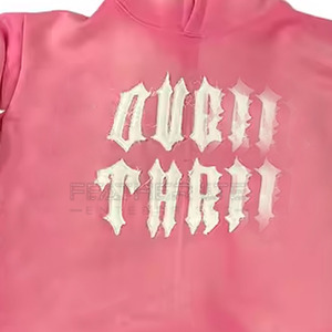 Accept OEM ODM Custom Logo Zipper Solid Distressed Embroidery Hoodies Vintage Raw Hem for <b>Men</b> Winter Breathable - Product Image 6