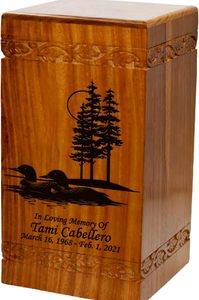 Wooden Cremation <b>Urn</b> <b>Large</b> Size Human Funeral <b>Urn</b> with Personalization (Ducks) Cremation Funeral Handmade Burial <b>urns</b> - Product Image 3