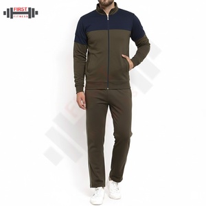 Survêtement pour homme en coton à manches longues, style streetwear, fermeture éclair, coupe confortable, deux pièces, couleur unie, survêtement de luxe pour homme - Product Image 1