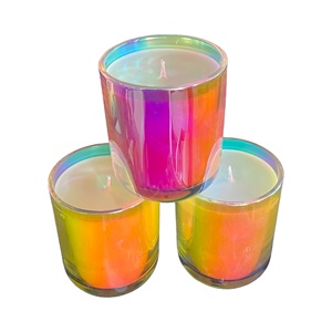 Pot à bougie en verre multicolore personnalisé avec couvercle en métal à prix abordable de l'Inde - Product Image 1