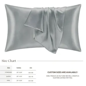 Taie d'<span class=keywords><strong>oreiller</strong></span> en soie de mûrier 100% couleur unie, faite à la main, 22 Momme, fermeture enveloppe - Product Image 2