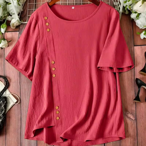 Camiseta flexible de algodón 100%, vestidos informales, tallas, manga larga, comodidad transpirable, con decoración de patrones de vacaciones y fiestas - Product Image 1