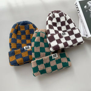 Gorro de Invierno Moderno y Colorido, Grueso, Acrílico, Cálido, Tejido, a Cuadros, con Relieve, Unisex, con Logotipo Personalizado para Adultos - Product Image 2