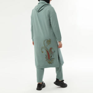 Ensemble de survêtement islamique pour femmes musulmanes imprimé en gros, 2 pièces, sweat-shirt et pantalon de sport, couleur unie, col rond, 100% coton pour adultes - Product Image 6