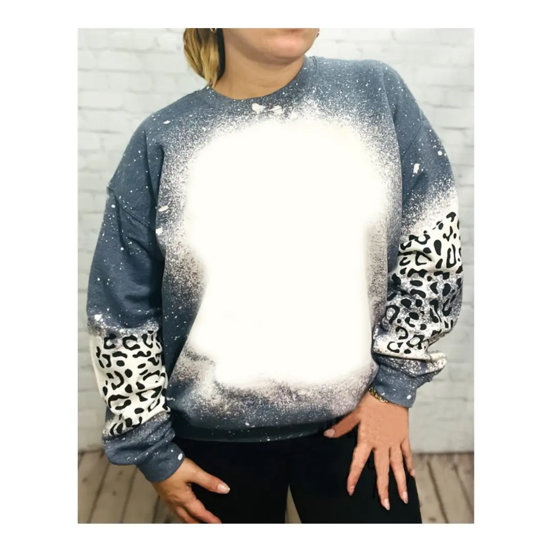 Faux gebleichte Sweatshirts Sublimation plus Größe benutzer definierte Crewneck Sublimation Rohlinge 100% Polyester Sweatshirt