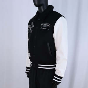 Veste de baseball pour homme de haute qualité fabriquée par un fabricant OEM, veste varsity avec broderie personnalisée, manches en cuir, coupe-vent - Product Image 3