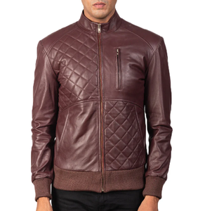 Vestes en cuir à la mode pour hommes Vestes en cuir décontractées avec col montant et fermeture éclair à manches longues de couleur différente à bas prix - Product Image 3