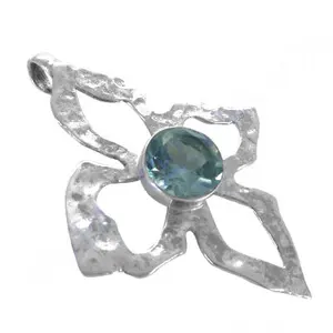"Rose Gold Rhodium-Plated <b>Blue</b> <b>Topaz</b> Charm Pendant <b>Necklace</b> for Women" - Product Image 3