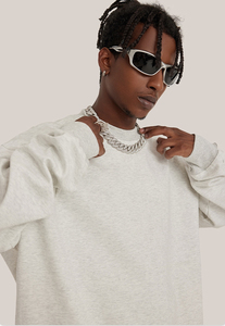 Diseño de tela pesada personalizada artículos de moda algodón francés Terry Streetwear sudaderas con capucha liso cuello redondo de gran tamaño hombres Sudadera con capucha - Product Image 6