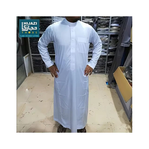 Accesorios de ropa musulmana tradicional tamaño personalizado Jubba Thobe Kurta tela blanca Lisa transpirable estilo árabe para - Product Image 1