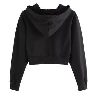 Custom Logo Womens Cropped Hoodie Cotton Blend Fashion Sweatshirt with Drawstrings for Sportswear Gym Training and Daily Wear - Product Image 2