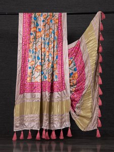 Dupatta de impresión digital de seda pura Gaji de calidad de exportación para trajes de niñas Dupatta con tamaño personalizado disponible desde la India - Product Image 5
