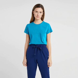 T-shirts courts vierges personnalisés pour filles T-shirts courts en coton uni sérigraphié en gros - Product Image 4