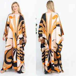 New Low Cost Best Selling Soft Silk Printed Multi Color Long Kaftan For Women Party Wear 2023