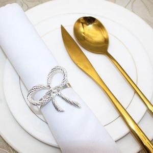 Polished Aluminum Napkin Rings with Pearl Embellishments Eco-Friendly for Elegant Wedding and <b>Party</b> <b>Table</b> Settings - Product Image 2